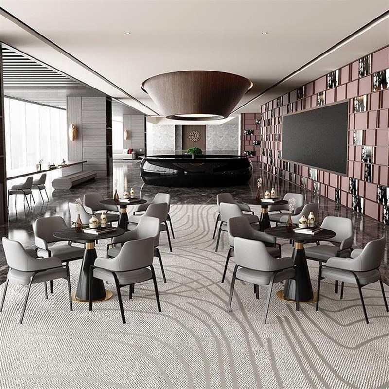 轻奢酒店洽谈桌椅组合现简约休闲小圆桌售楼处会U客接待谈判桌子