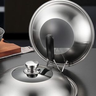 304不锈钢炒菜锅盖通用玻璃家用高拱30加高32大34寸炒锅盖子