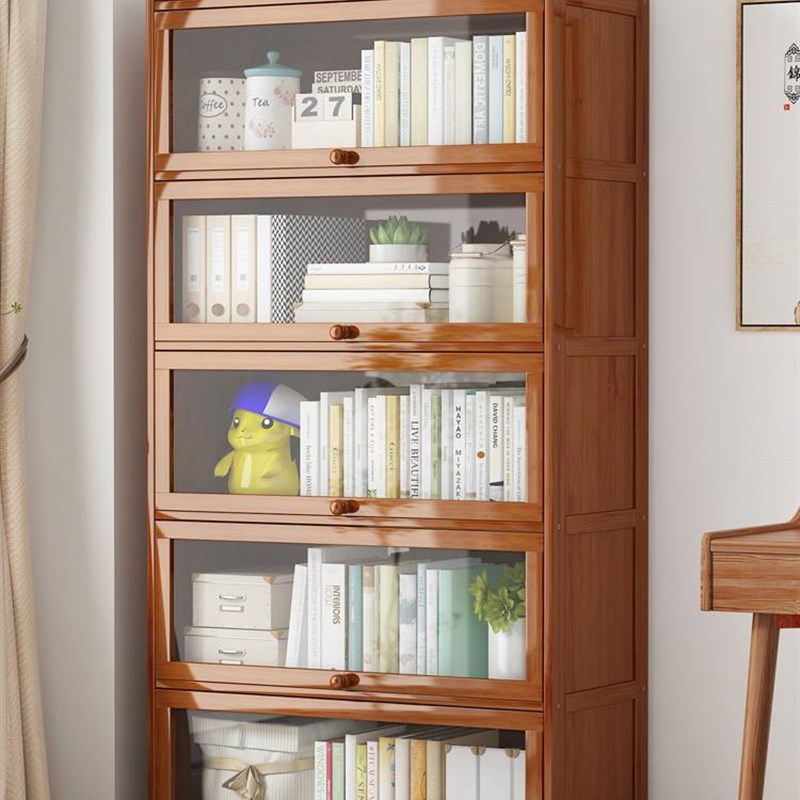 书架置物架落地书l柜家用现代简约带门防尘简易落地多层靠墙收纳