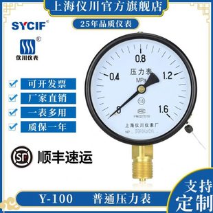 水压油压气压表 1.6MPa 径向负压真空压力表Y100 上海仪川仪表