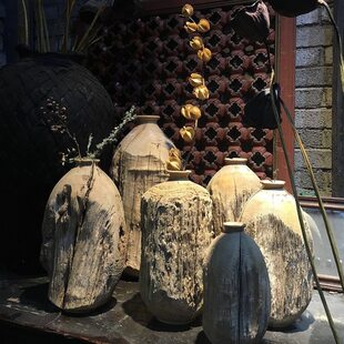 复古侘寂风枯木花瓶 实木桌面装饰摆件 电视柜插花瓶玄关家用干花