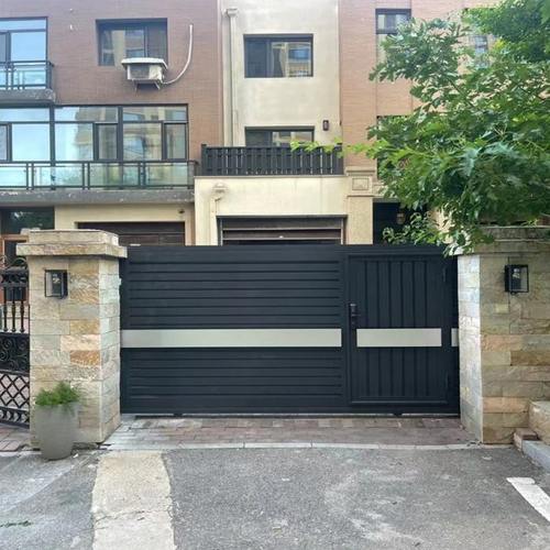 电动院子门双开门铝艺家用乡村户外别墅庭院大门花园不锈钢平移门