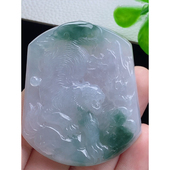 飘花生肖虎 手工精雕 吊坠 老坑冰种 缅甸天然A货玉石翡翠