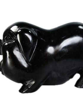 黑曜石猪摆件客厅玄关办公室装饰品黑猪生肖猪摆设乔迁开业礼品