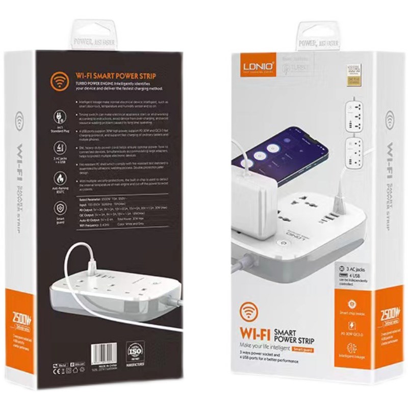 智能WI-FI插排家用多功能USB接线板欧标美标英标排插QC/PD快充2米