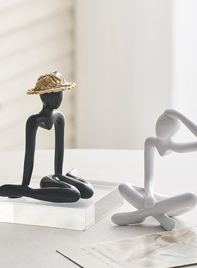 现代简约人物艺术摆件客厅玄关电视酒柜家居桌面软装饰高级氛围感