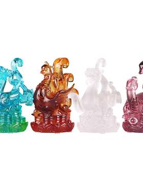 琉璃四神兽摆件青龙白虎朱雀玄武水晶装饰送礼办公室玄关桌面摆设