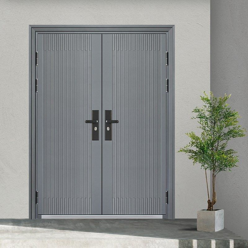带通风气窗防盗门家用室外农村庭院子母对开门大门进户双开入户门