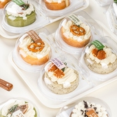 蛋糕卷包装 盒虎皮瑞士卷打包小盒子单个圆形透明甜品烘焙切片蛋卷