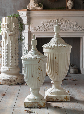 现代装饰摆件玄关落地创意复古雕刻简约工艺壁炉婚纱摄影拍摄道具