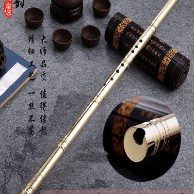 铜箫蝶韵纯铜加厚萧乐器专业演奏精制一节8孔6GF调洞箫高档金属箫