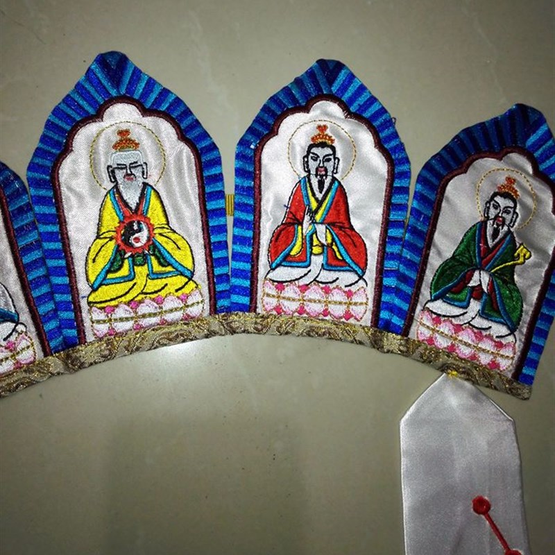 道家法器道士冠道帽五老冠高端刺F绣绣花道长法帽五君冠法衣