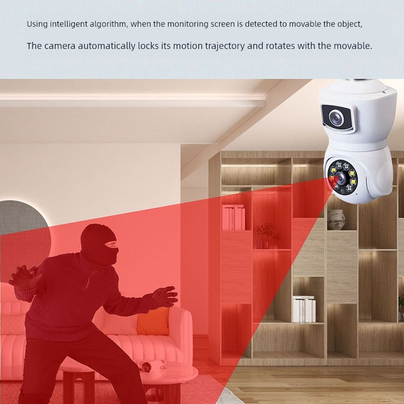 双目灯座监控摄像头家庭移动电话远程无线Wifi高清室内全景灯座监