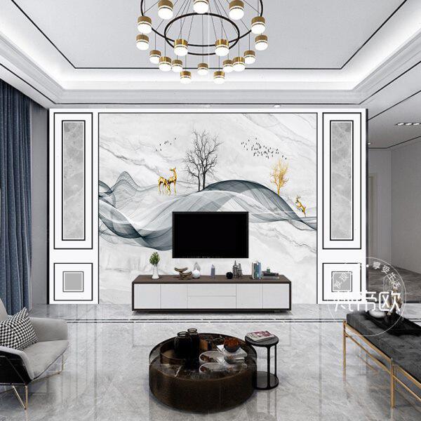 竹木纤维集成墙板电视背景墙装饰护墙板组合画碳晶板影视墙大扣板