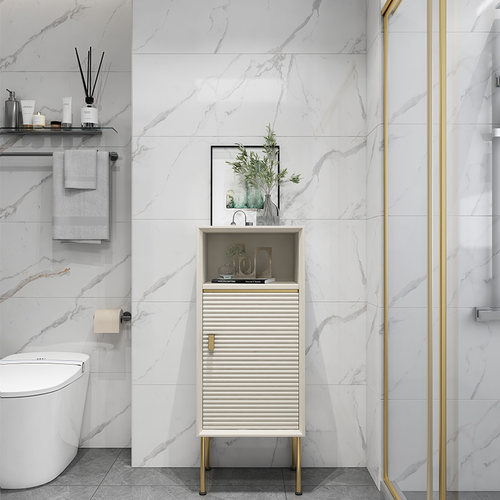 轻奢简约卫生间边柜浴室实木侧柜厕所储物收纳柜子置物落地小立柜