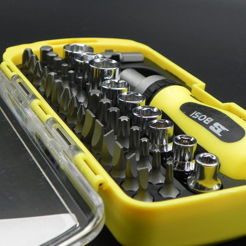 波斯多功能棘轮小螺丝刀套装十字一字改锥批起子六角套筒组合工具