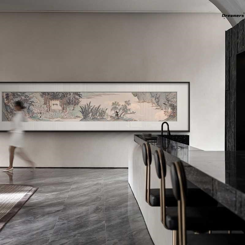 中式背景墙客厅沙发新横幅装饰画日式餐厅民宿酒店挂画办公室厂家图片