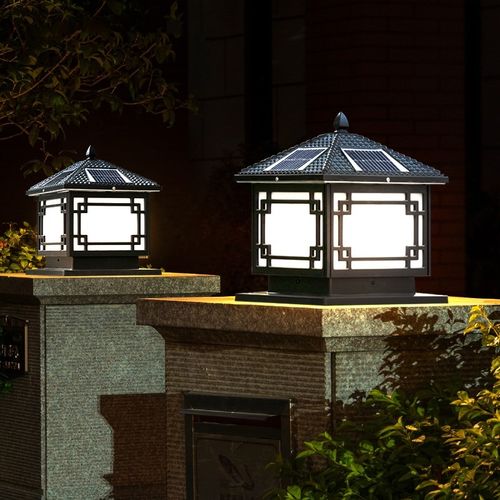 太阳能门柱灯大门灯别墅户外柱子灯庭院灯新中式围U墙接电款柱头