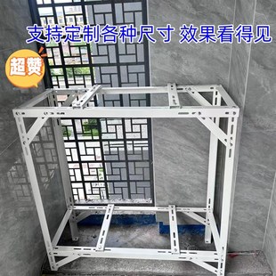 空调外机节省空j间不锈钢加厚落地连体两台双层叠放减震可调节架
