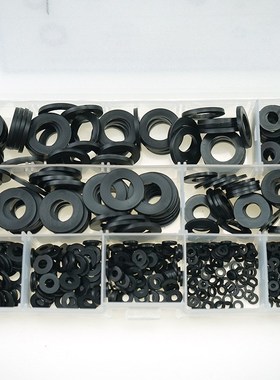 跨境热销 580pcs黑色尼龙平垫圈盒装M2-M12 九规格套装