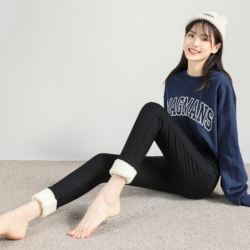 羊羔绒棉裤女冬季加绒加厚打底裤外穿高腰L东北一体特厚超厚保暖