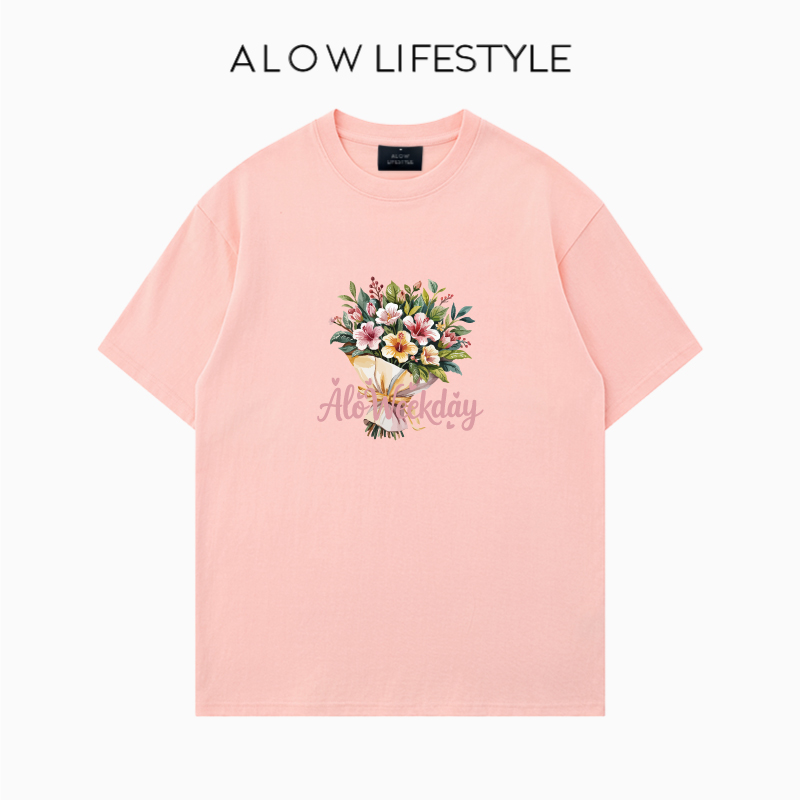 【正品】ALOW LIFESTYLE生活系列 女装手绘鲜花 宽松纯棉短袖t恤