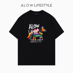 【正品】ALOW LIFESTYLE生活系列 女装手绘蓝莓 宽松纯棉短袖t恤