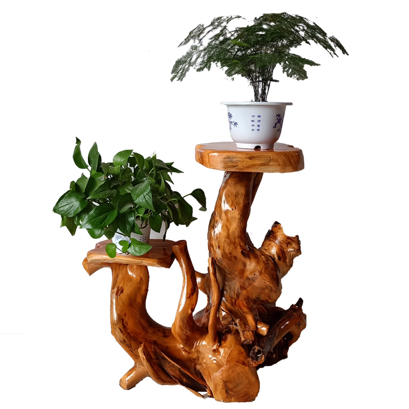 天然根雕花架底座原木客厅盆景鱼缸架实木树根艺阳台摆件大盆绿萝