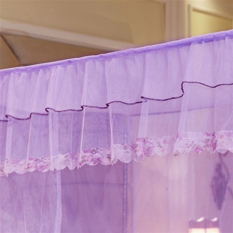 蚊帐家用公主风单门加密帐纱1.2米1.5m1.8m2米床双人宫廷式单纹帐