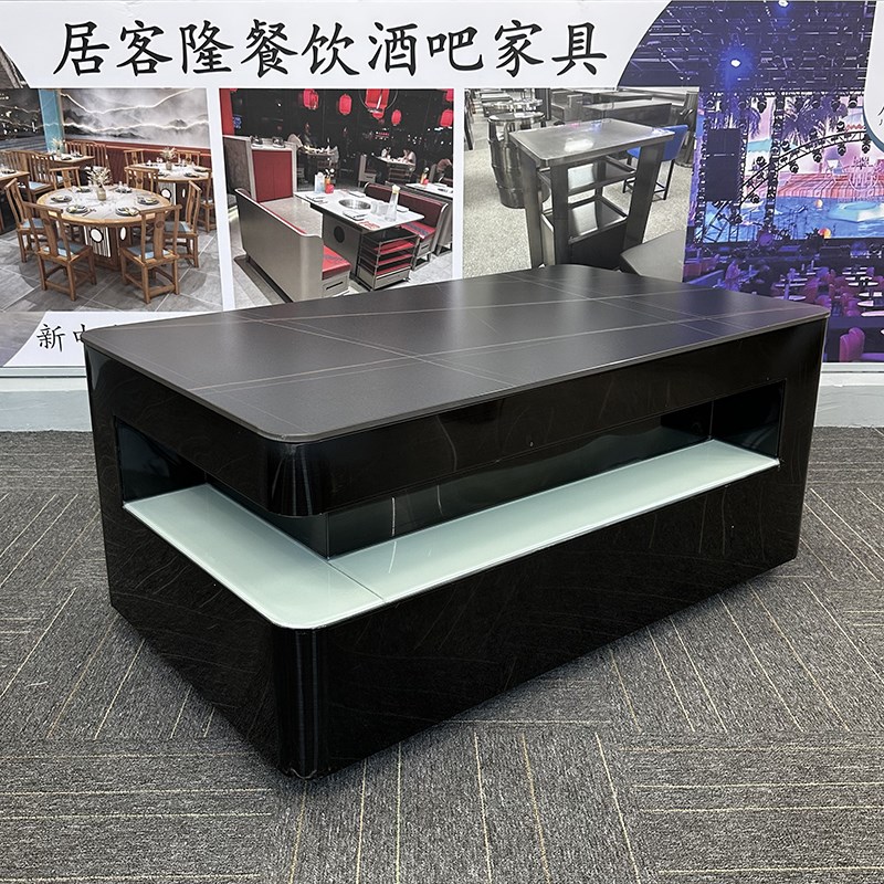 定制KTV酒吧茶几大理石岩板钢化玻璃发光卡座不锈钢夜场吧台茶几