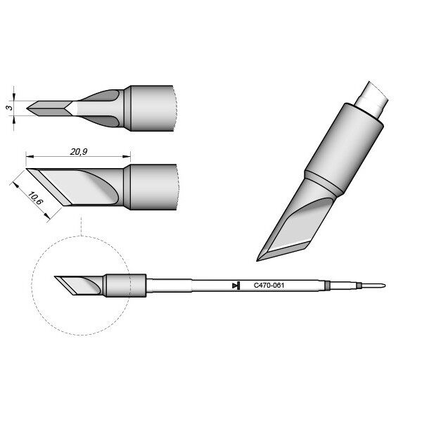 JBC原装烙铁头重负荷手柄专用C470系列烙铁头刀型 焊锡咀正品