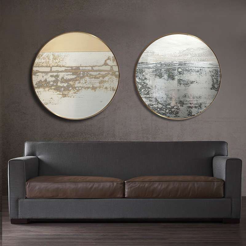 现代简约客厅壁画玄关装饰画新中式餐厅饭厅圆形挂画轻奢酒店墙画图片