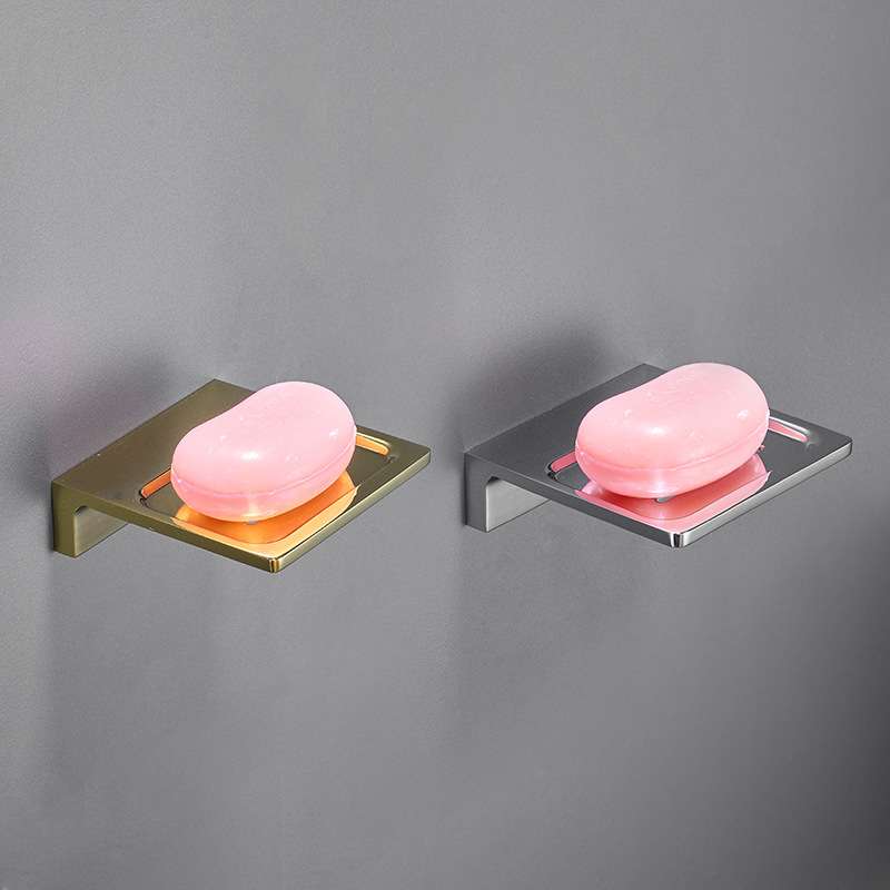 酒店卫生间全铜肥皂盒壁挂式镂空沥水置物架浴室皂碟金色皂网碟子