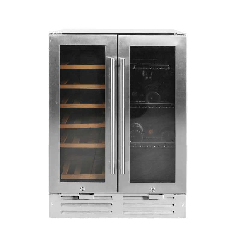 恒温酒柜110L双开门双温区冷藏嵌入式压缩机制冷跨境源头工厂