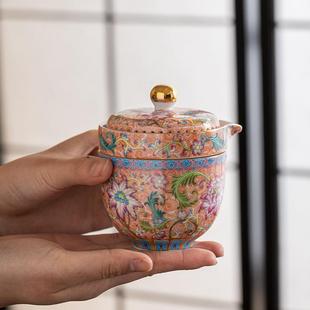 珐琅便携式 旅行快杯茶壶茶杯随身包定制 旅行茶具户外露营风格