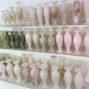 粉玉玛瑙玉青冰玉白玉花瓶摆件30-40cm高左右具体需要联系客服