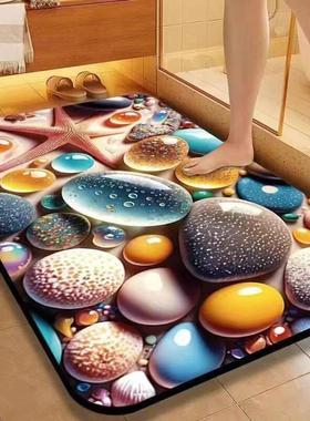 鹅卵石卫生间门口软垫硅藻泥地垫浴室吸水速干地毯家用防滑垫子