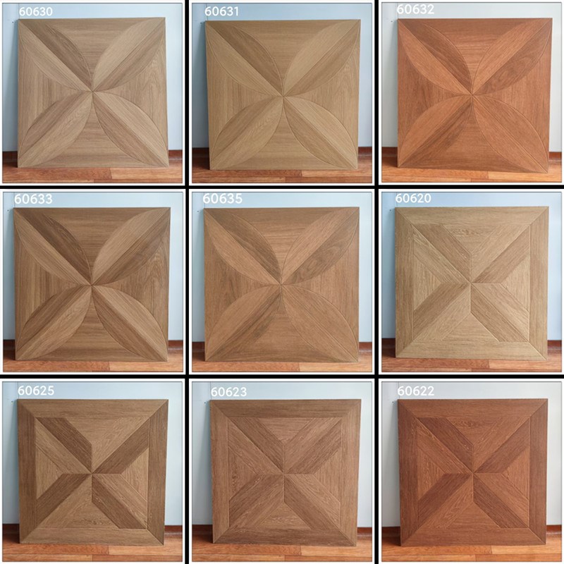 法式覆古凡尔赛木纹砖o600x600瓷砖焦糖色家用商用彷实木拼花地砖