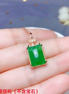 S925银饰吊坠空托长方形8*109*1110*1210*1412*1613*1815*20银托