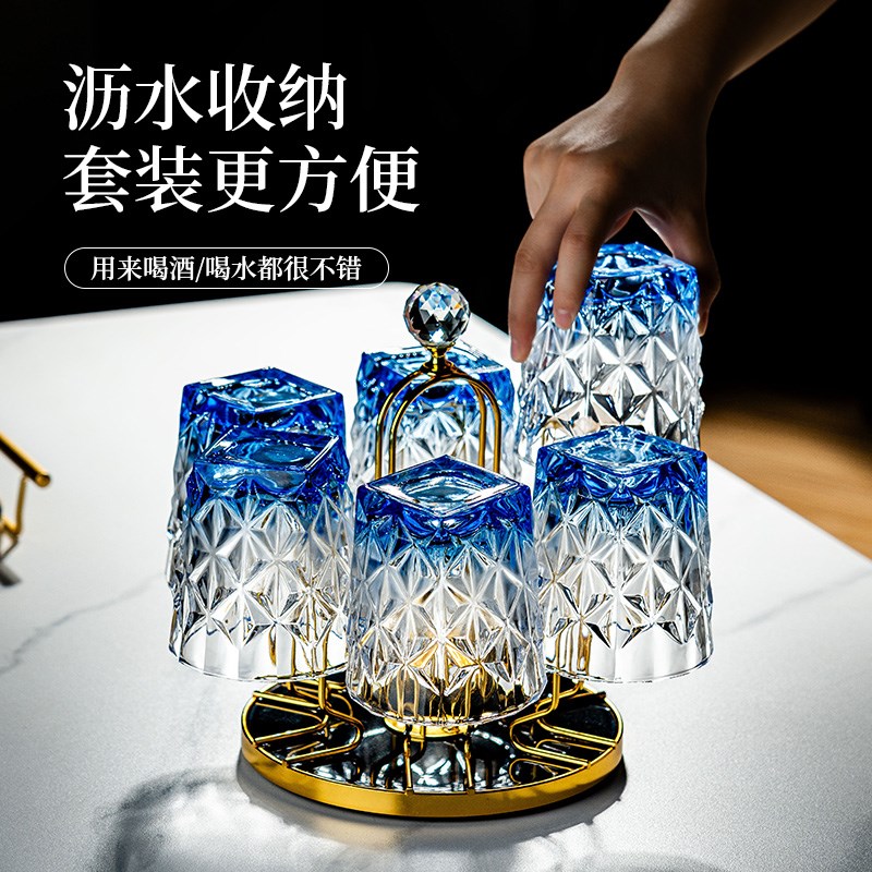 高档轻奢家用玻璃杯洋酒杯加厚啤C酒杯彩色创意欧式网红耐热喝水