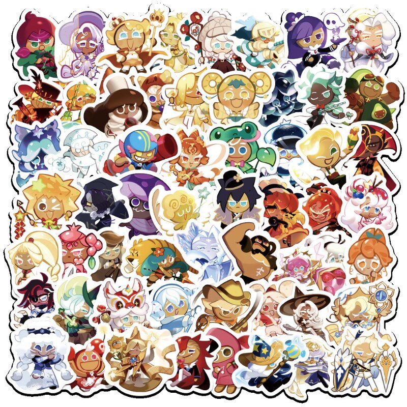 100张饼干人王国游戏卡通趣味贴纸DIY涂鸦手账本笔记本平板保温杯