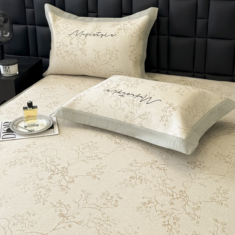 轻奢风新款高端夏季凉席冰丝席可水洗床笠款空调席三件套1.8m夏天