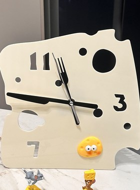 客厅入户玄关桌面装饰摆件电视柜奶酪时钟酒柜家居饰品钟表摆放式