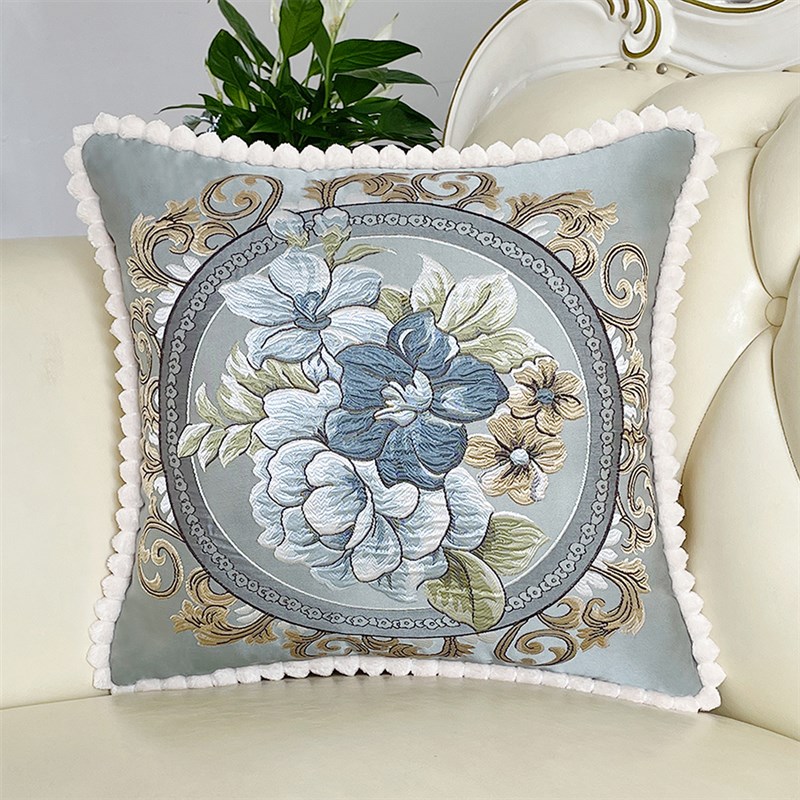 欧式抱枕沙发客厅奢华灰色装饰靠背垫套子带拉链不含芯方形