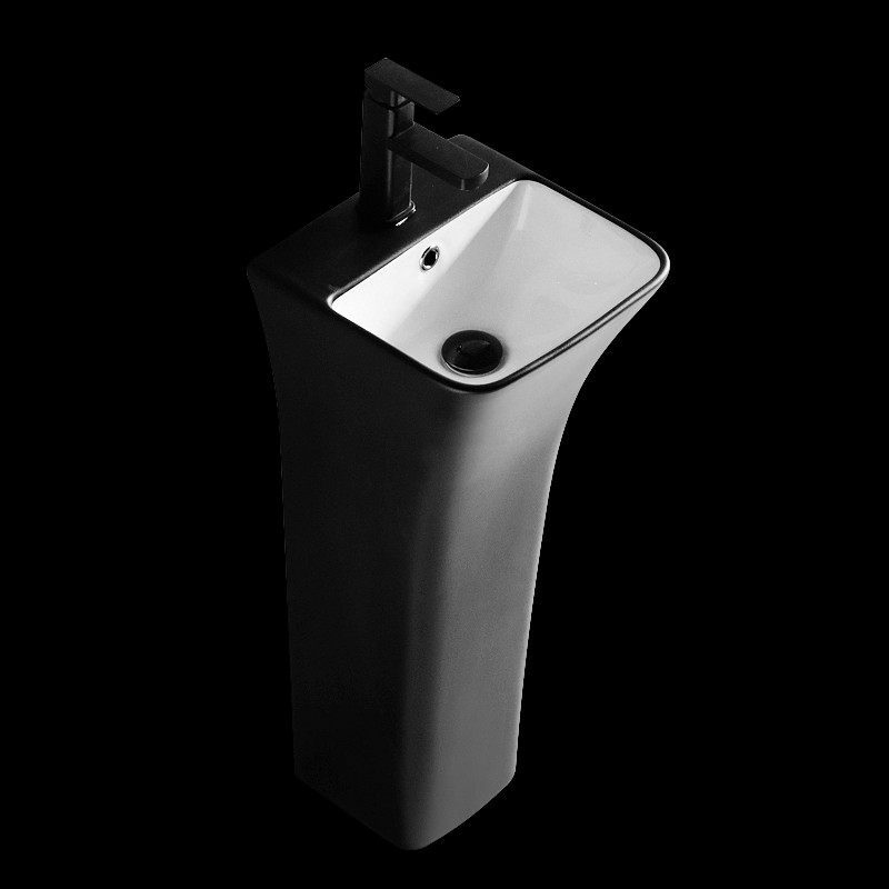 小户型个性立柱盆陶瓷卫生间家用一体落地洗手盘阳台立式方形脸盆