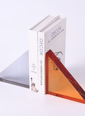 轻奢后现代楼梯水晶书靠摆件样板房书房台面书档客厅玄关柜配饰