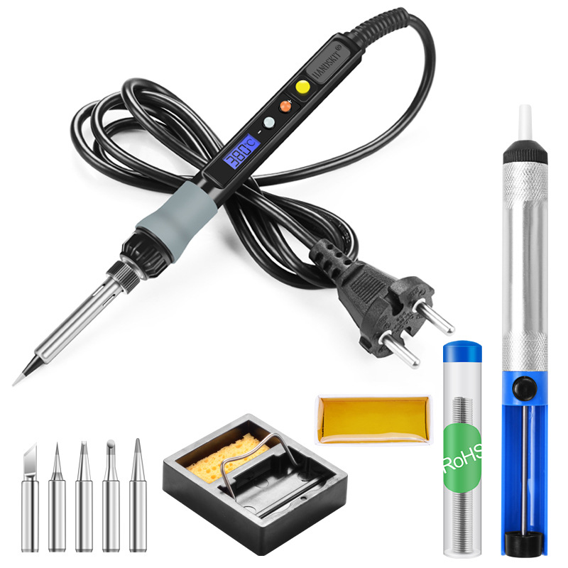 80W数显烙铁套装LCD内热式可调温烙铁半铝吸锡器焊锡丝110V 220V
