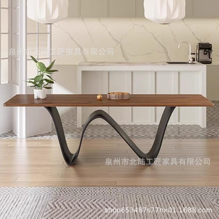 北欧设计师款办公桌洽谈桌子原木泡茶桌创意餐台现代简约实木餐桌