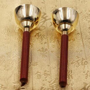 纯铜碰铃乐器大号碰钟音乐教具专业打击乐器响铜带实木手柄撞钟铃