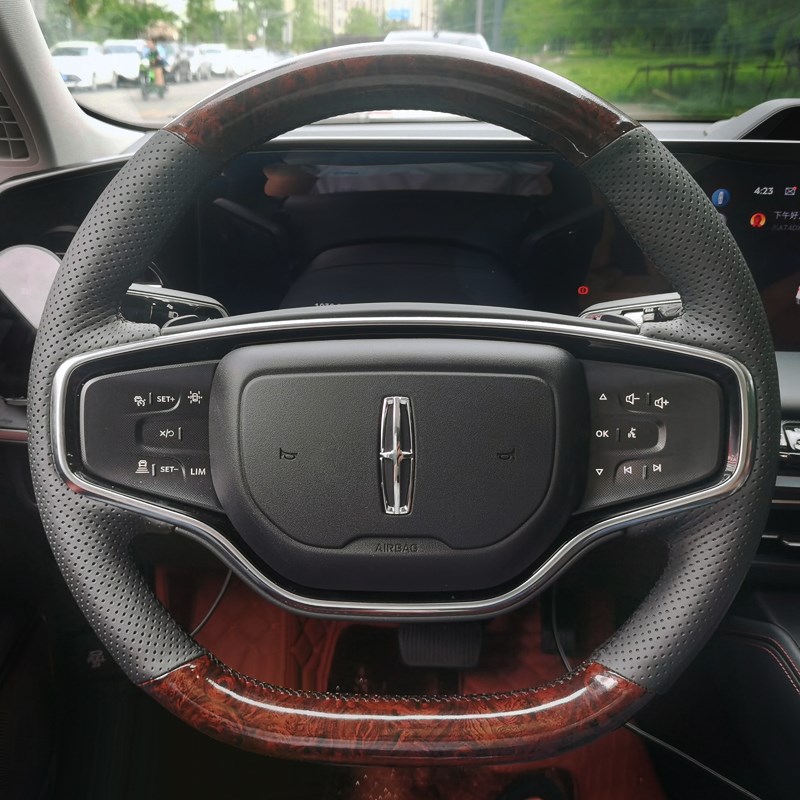 林肯Z大陆 航海家 MKC MKZ冒险飞行家改装桃木纹手缝方向盘套
